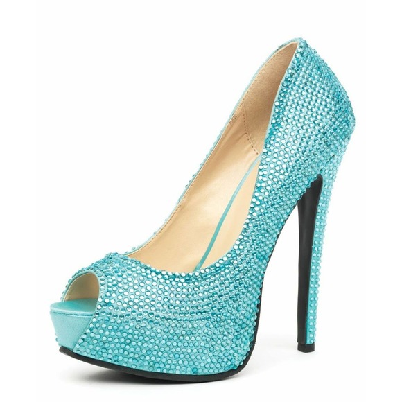 Leg‎ Avenue Glamour 5 1/2 Rhinestone Peep Toe Pump - Picture 1 of 1